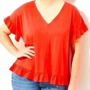 EUC Loft Flutter Statement Tee Coral Size 24/26 - 4X